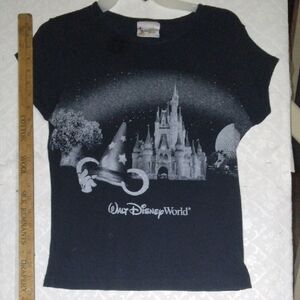 Disney Black Short Sleeve Tee with Castle Design